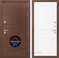 Уличная металлическая дверь Лабиринт Термо Лайт 11 (Антик медный / Белый софт)