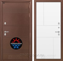 Уличная металлическая дверь Лабиринт Термо Лайт 21 (Антик медный / Белый софт)