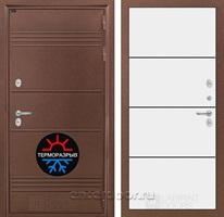 Уличная металлическая дверь Лабиринт Термо Лайт 25 (Антик медный / Белый софт)