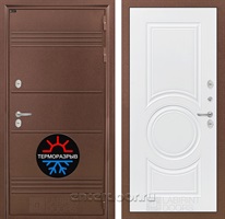 Уличная металлическая дверь Лабиринт Термо Лайт 23 (Антик медный / Белый софт)