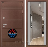 Уличная металлическая дверь Лабиринт Термо Лайт с зеркалом Максимум (Антик медный / Грей софт)
