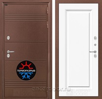 Уличная металлическая дверь Лабиринт Термо Лайт 27 (Антик медный / Эмаль белая RAL 9003)