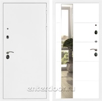 Входная металлическая дверь Армада 5А с зеркалом ЛФЛС-19 (Белая шагрень / Белый матовый)