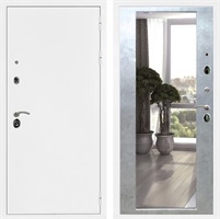 Входная дверь Престиж с зеркалом 2XL (Белая шагрень / Бетон светлый) для установки в квартиру 21998