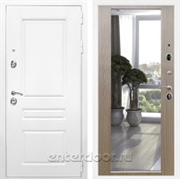Входная металлическая дверь Армада Премиум Н с зеркалом 2XL (Белый / Беленый дуб)