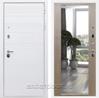 Входная дверь Армада Италия с зеркалом 2XL (Белый матовый / Беленый дуб)