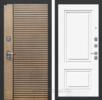 Входная металлическая дверь Лабиринт Ритм 26 (Астана табак горизонт / Эмаль белая RAL 9003)