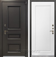 Уличная входная дверь с терморазрывом Лекс Термо Айсберг №118 (Муар коричневый / Белая шагрень)