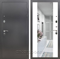 Входная дверь Армада Престиж СБ-16 с зеркалом (Антик серебро / Белый матовый)