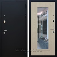 Входная дверь Армада Престиж с зеркалом ФЛЗ-120 (Чёрный муар / Беленый дуб)