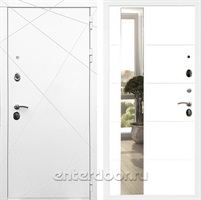 Входная металлическая дверь Армада 13 с зеркалом ЛФЛС-19 (Белый / Белый матовый)