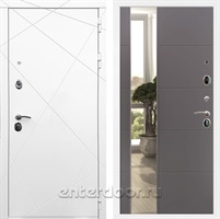 Входная металлическая дверь Армада 13 с зеркалом ЛФЛС-19 (Белый / Графит софт)