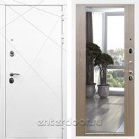 Входная металлическая дверь Армада 13 с зеркалом СБ-17 (Белый матовый / Беленый дуб)