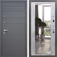 Входная дверь Италия с зеркалом 2XL (Графит софт / Бетон светлый) 23338