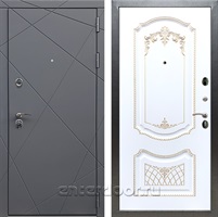 Входная дверь Армада Лофт ФЛ-317 (Графит софт / Белый патина Золото)