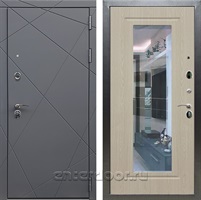 Входная дверь Армада Лофт с зеркалом ФЛЗ-120 (Графит софт / Беленый дуб)