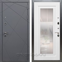 Входная дверь Армада Лофт с зеркалом ФЛЗ-120 (Графит софт / Белый матовый)