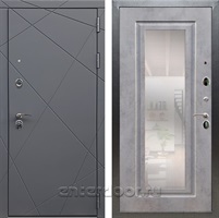 Входная дверь Армада Лофт с зеркалом ФЛЗ-120 (Графит софт / Бетон темный)