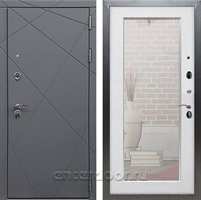 Входная дверь Армада Лофт с зеркалом Пастораль (Графит софт / Белый ясень)