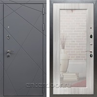 Входная дверь Армада Лофт с зеркалом Пастораль (Графит софт / Сандал белый)