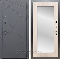Входная дверь Армада Лофт с зеркалом Пастораль (Графит софт / Дуб белёный)