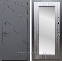 Входная дверь Армада Лофт с зеркалом Пастораль (Графит софт / Сандал серый)