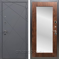 Входная дверь Армада Лофт с зеркалом Пастораль (Графит софт / Берёза морёная)