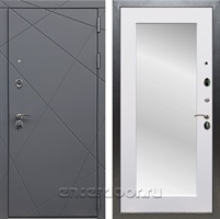 Входная дверь Армада Лофт с зеркалом Пастораль (Графит софт / Белый матовый)