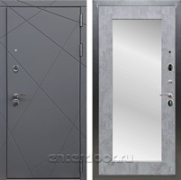 Входная дверь Армада Лофт с зеркалом Пастораль (Графит софт / Бетон тёмный)
