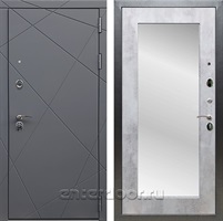 Входная дверь Армада Лофт с зеркалом Пастораль (Графит софт / Бетон светлый)