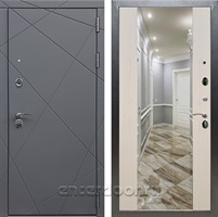 Входная дверь Армада Лофт с зеркалом СБ-16 (Графит софт / Лиственница беж)