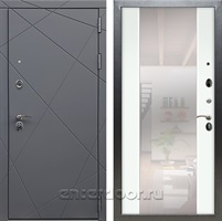 Входная дверь Армада Лофт с зеркалом СБ-16 (Графит софт / Ясень белый)