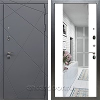 Входная дверь Армада Лофт с зеркалом СБ-16 (Графит софт / Белый матовый)