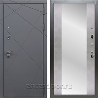 Входная дверь Армада Лофт с зеркалом СБ-16 (Графит софт / Бетон светлый)