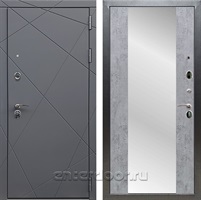 Входная дверь Армада Лофт с зеркалом СБ-16 (Графит софт / Бетон темный)