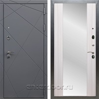 Входная дверь Армада Лофт с зеркалом СБ-16 (Графит софт / Сандал белый)