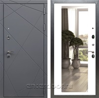 Входная дверь Армада Лофт с зеркалом 2XL (Графит софт / Белый матовый)