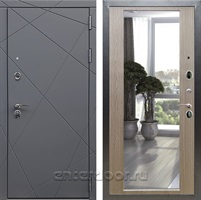 Входная дверь Армада Лофт с зеркалом 2XL (Графит софт / Беленый дуб)