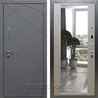 Входная дверь Армада Лофт с зеркалом 2XL (Графит софт / Лиственница беж)