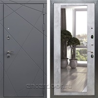 Входная дверь Армада Лофт с зеркалом 2XL (Графит софт / Бетон светлый)