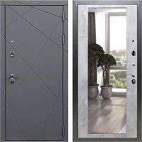 Входная дверь Лофт с зеркалом 2XL (Графит софт / Бетон светлый) 23678