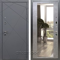 Входная дверь Армада Лофт с зеркалом 2XL (Графит софт / Бетон темный)