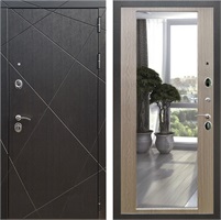 Входная дверь Лофт с зеркалом 2XL (Венге / Беленый дуб) для установки в квартиру 23683