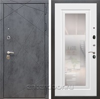 Входная дверь Армада Лофт с зеркалом ФЛЗ-120 (Бетон тёмный / Белый матовый)