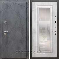 Входная дверь Армада Лофт с зеркалом ФЛЗ-120 (Бетон тёмный / Бетон светлый)