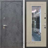 Входная дверь Армада Лофт с зеркалом ФЛЗ-120 (Бетон тёмный / Дуб белёный)