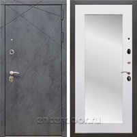 Входная дверь Армада Лофт с зеркалом Пастораль (Бетон тёмный / Белый матовый)