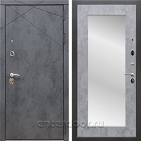 Входная дверь Армада Лофт с зеркалом Пастораль (Бетон тёмный / Бетон тёмный)