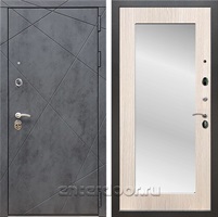 Входная дверь Армада Лофт с зеркалом Пастораль (Бетон тёмный / Дуб белёный)