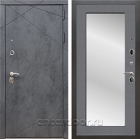Входная дверь Армада Лофт с зеркалом Пастораль (Бетон тёмный / Графит софт)